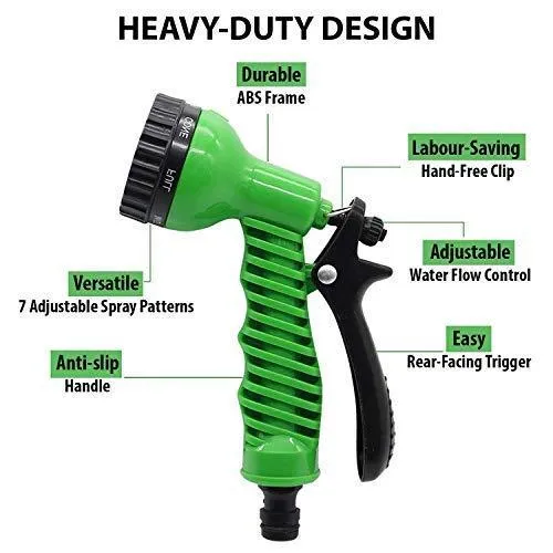 10 Meter Flat Hose Water Gun Spray Garden Pet Car Washing Jet Spray Gun wash