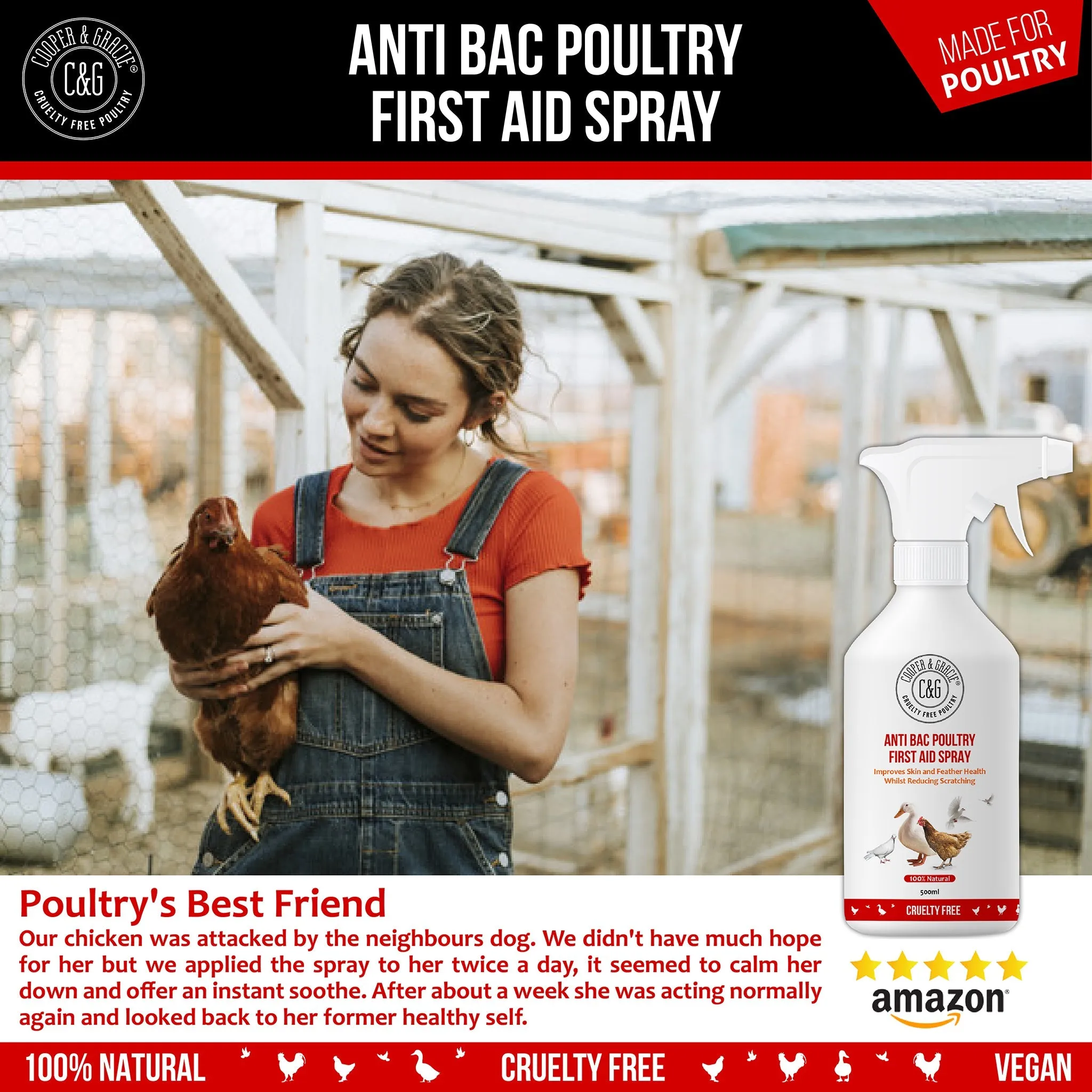 Anti-Bacterial First Aid Spray for Chickens and Poultry
