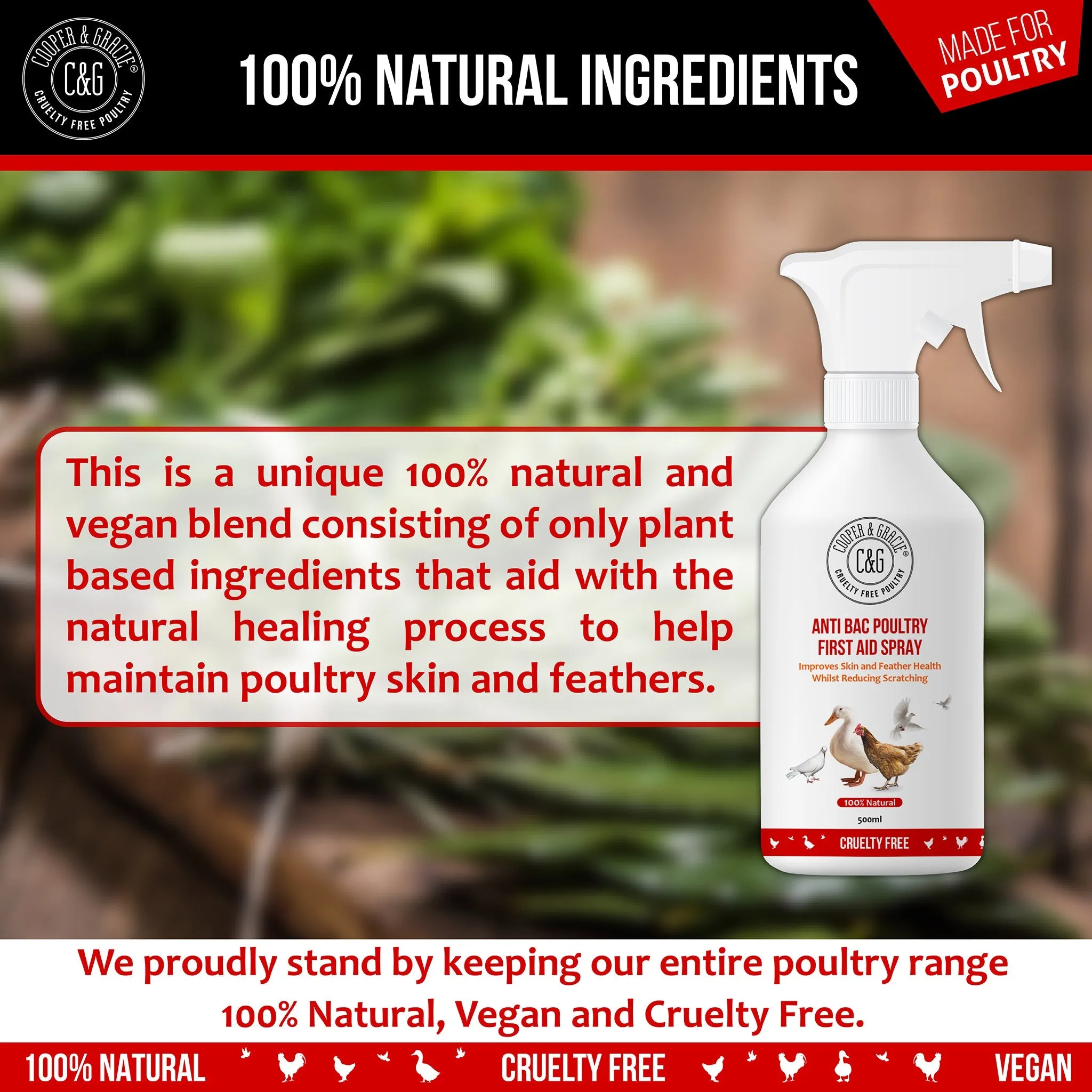 Anti-Bacterial First Aid Spray for Chickens and Poultry