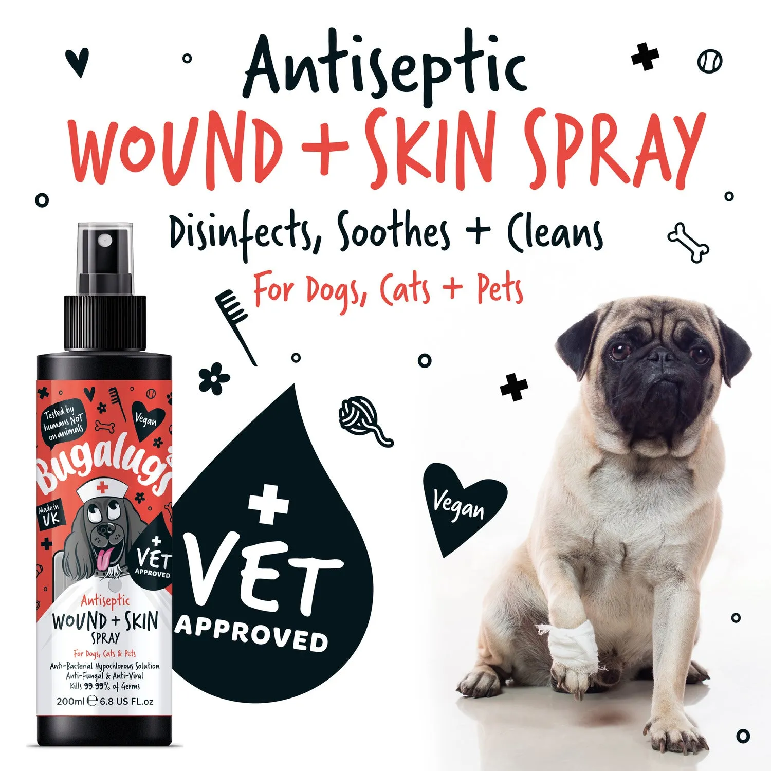 Antiseptic Wound & Skin Spray for Dogs, Cats & Pets