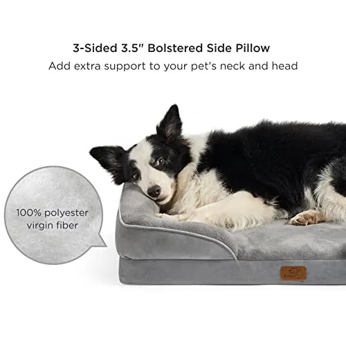 Bedsure Orthopedic Dog Bed for Medium Dogs - Waterproof Dog Sofa Bed Medium, Supportive Foam Pet Couch Bed with Removable Washable Cover, Waterproof Lining and Nonskid Bottom, Grey