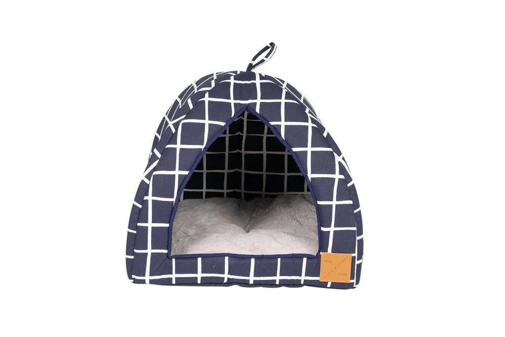 Cat Igloo - Navy Check