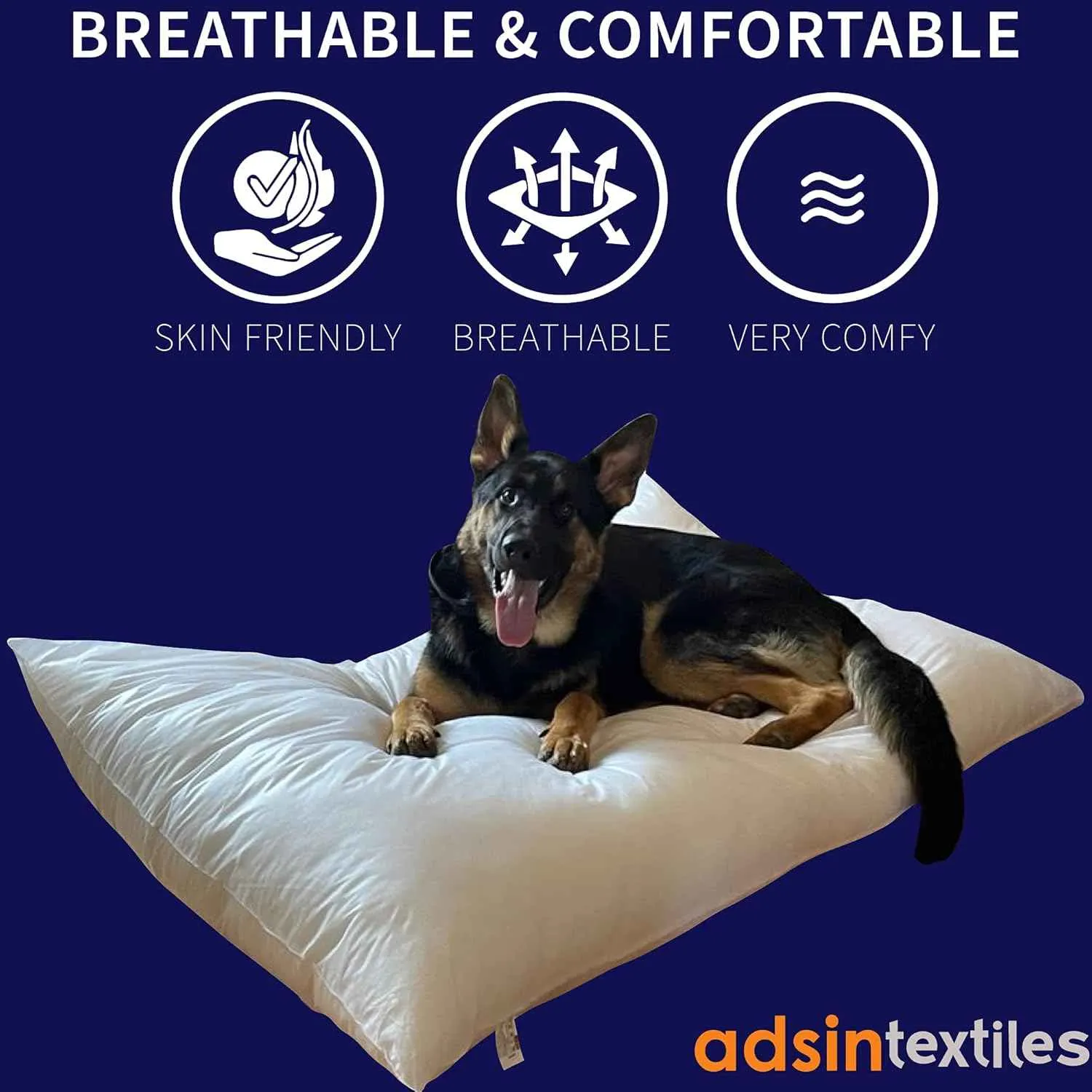 Dog Cushion Bed Inner Insert Hollowfibre Bounce Back Breathable Large 30" x 39" Pad
