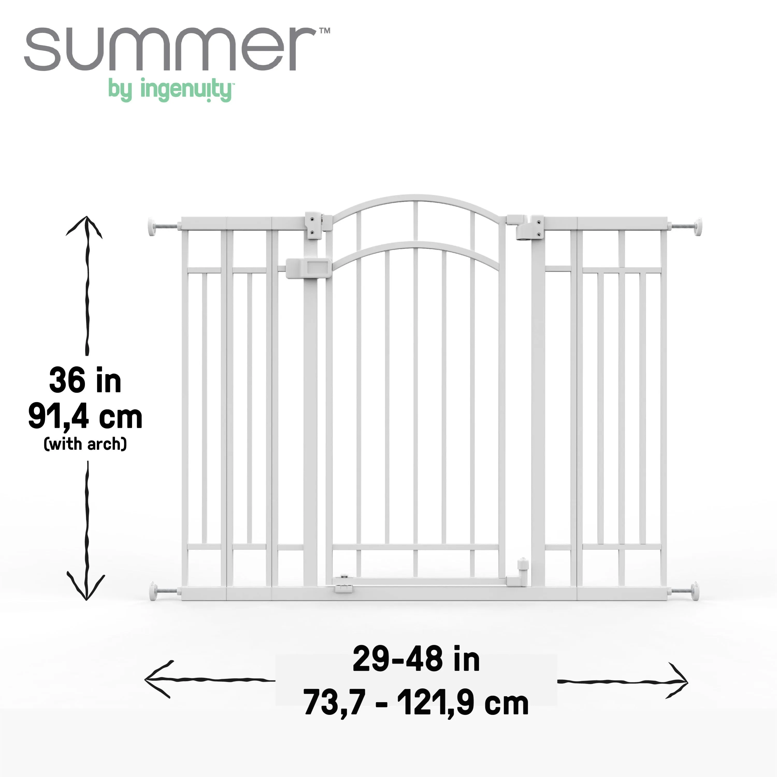 Doorway 48W Series Safety Pet and Baby Gate, openings 29"-48" Wide, 36" Tall - White
