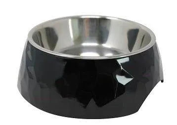 Facet Round Cat Dog Bowl - Black S/L