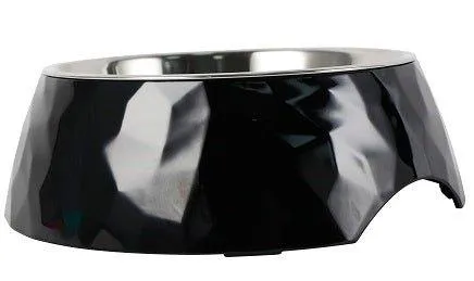 Facet Round Cat Dog Bowl - Black S/L