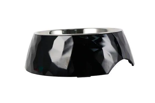 Facet Round Cat Dog Bowl - Black S/L
