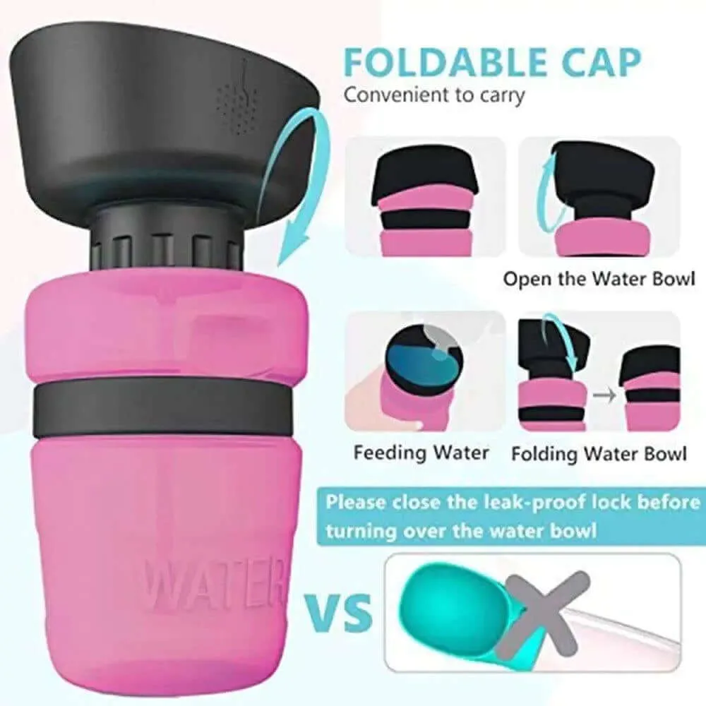 Foldable dog water bottle