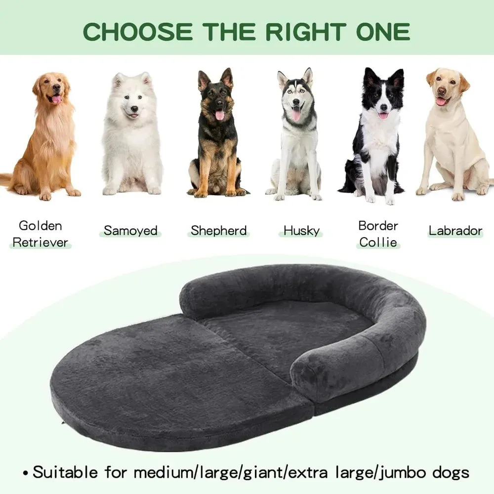 Human Dog Bed for Adults | Large Giant Shared Bed | Foldable Adjustable Flufelbed Standard Cloud Bed with Memory Foam