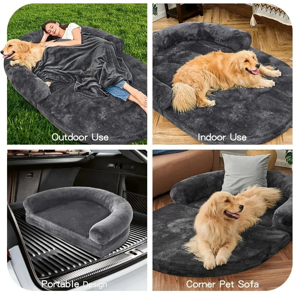 Human Dog Bed for Adults | Large Giant Shared Bed | Foldable Adjustable Flufelbed Standard Cloud Bed with Memory Foam