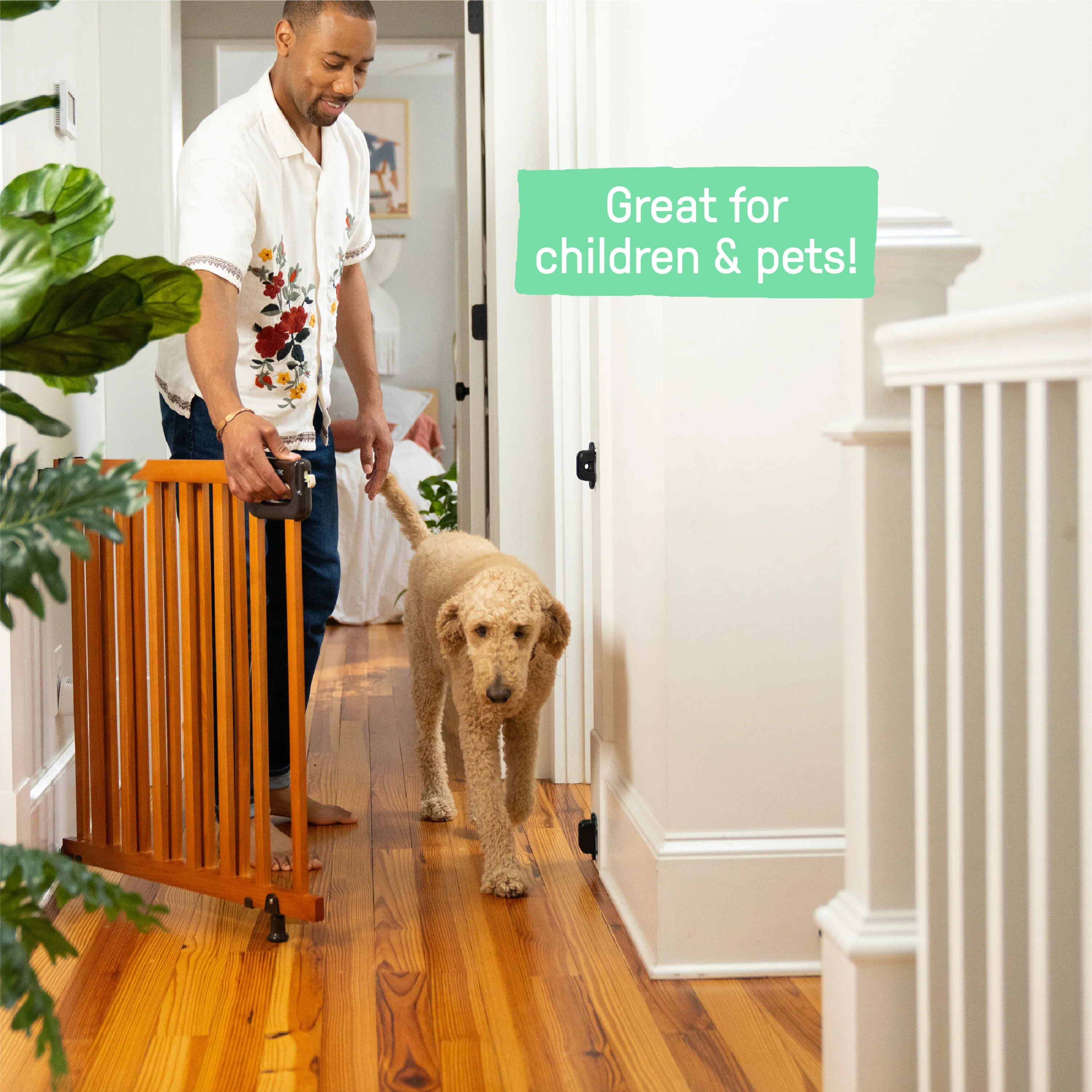 Ingenuity The Stairway 48W Series Pet and Baby Gate, Openings 30"-48" Wide, 32"Tall - Brown