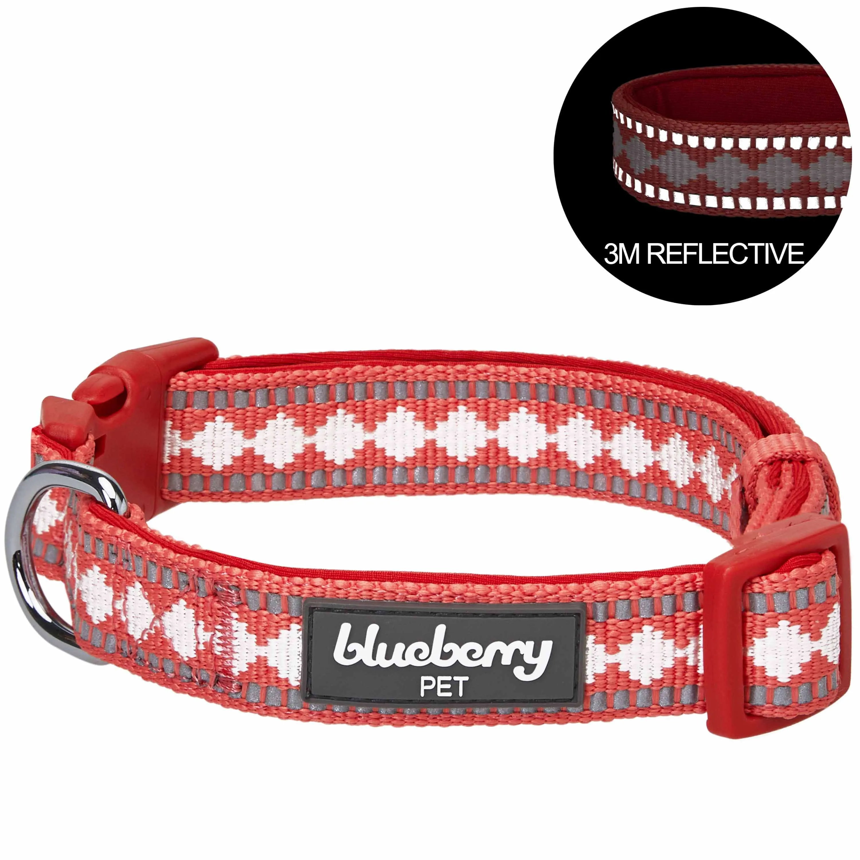 Jacquard Pattern Quick-Release Dog Collar with 3M Reflective Neoprene Padding and Webbing