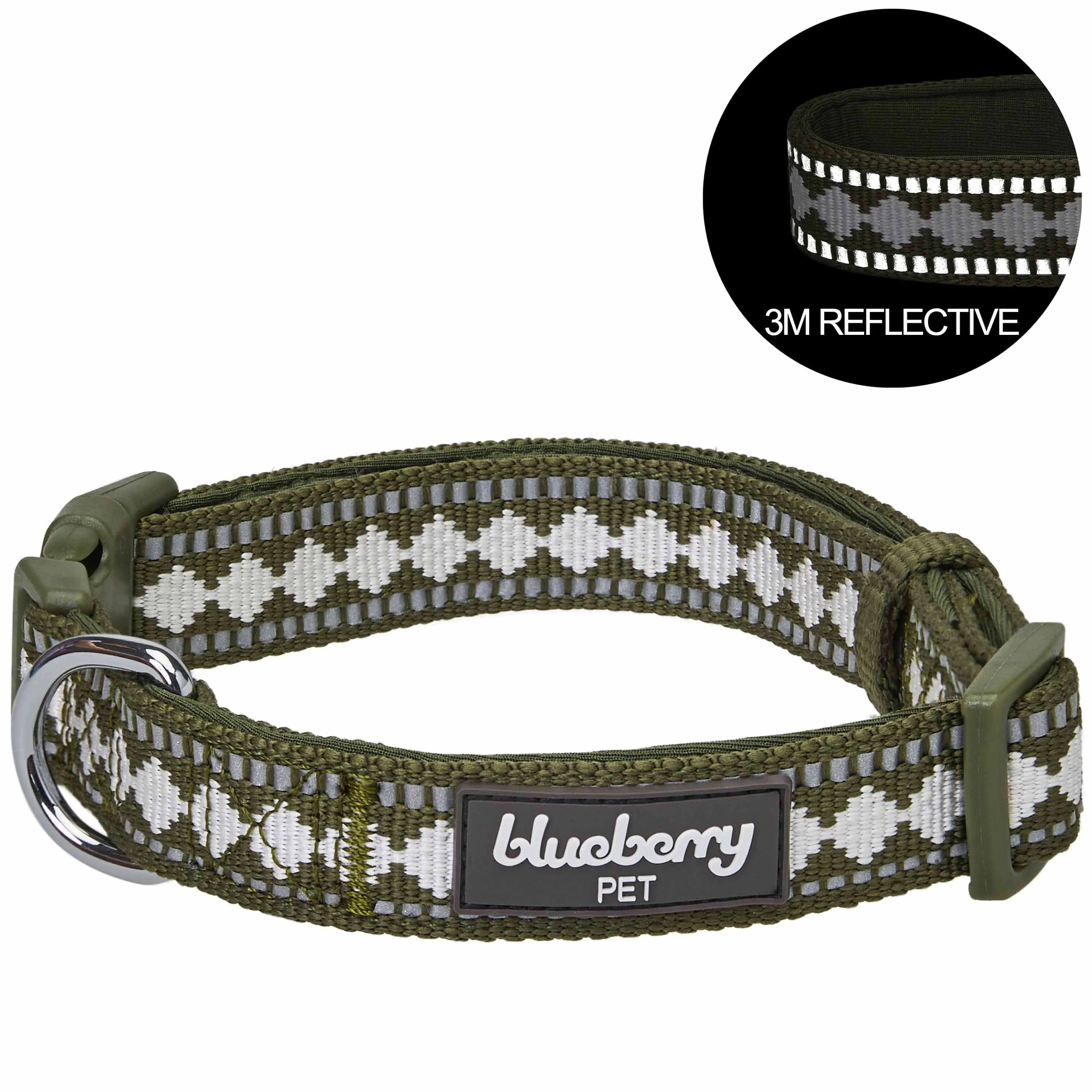 Jacquard Pattern Quick-Release Dog Collar with 3M Reflective Neoprene Padding and Webbing