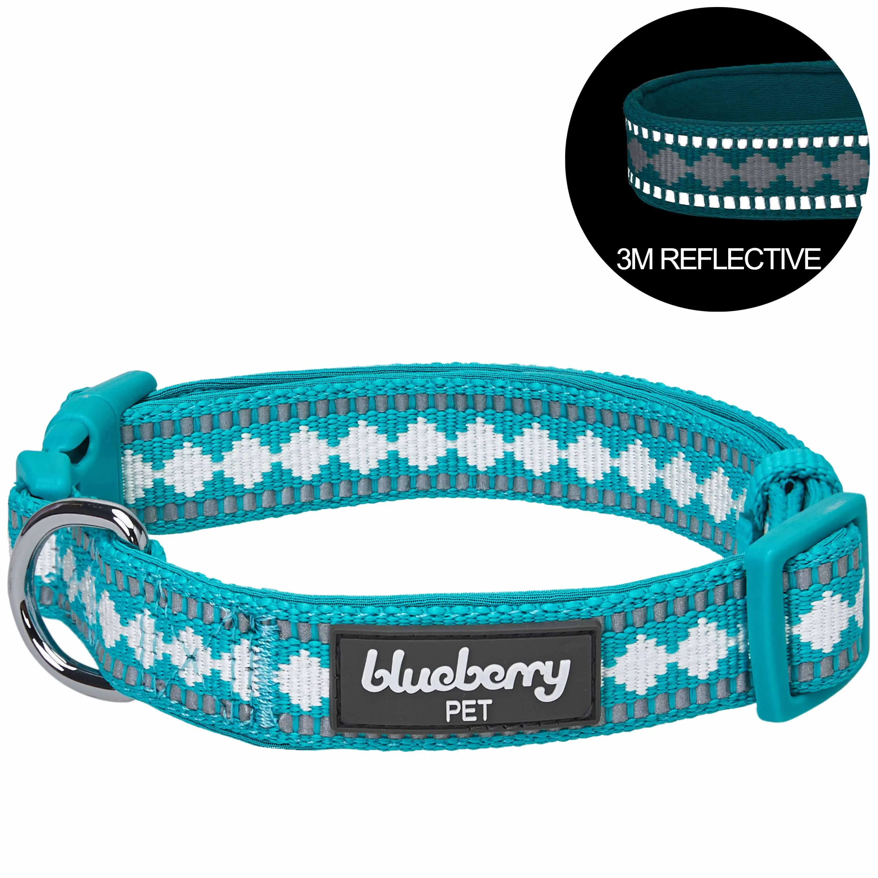 Jacquard Pattern Quick-Release Dog Collar with 3M Reflective Neoprene Padding and Webbing