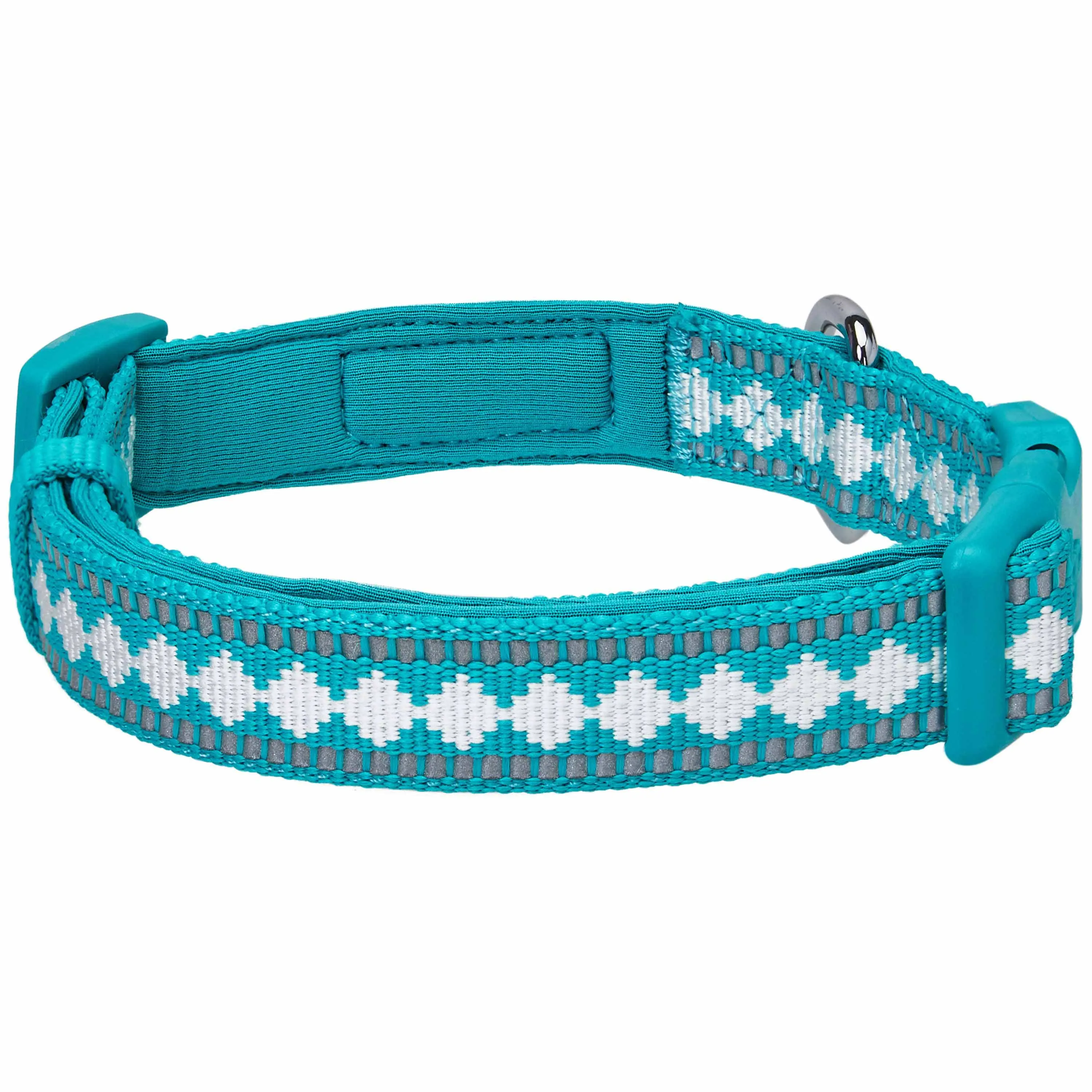 Jacquard Pattern Quick-Release Dog Collar with 3M Reflective Neoprene Padding and Webbing