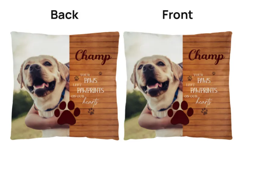 Memorial Pet, Your Paws left Pawprints on our Hearts Classic Pillow, add your photo