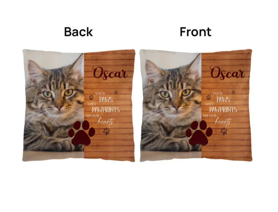 Memorial Pet, Your Paws left Pawprints on our Hearts Classic Pillow, add your photo