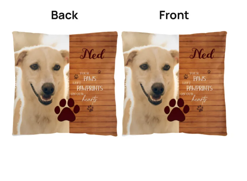 Memorial Pet, Your Paws left Pawprints on our Hearts Classic Pillow, add your photo