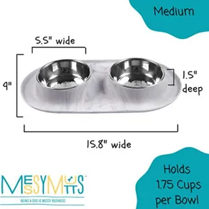 Messy Mutts Silicone Double Feeder Dog Bowl Marble