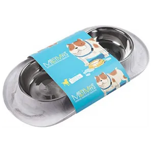 Messy Mutts Silicone Double Feeder Dog Bowl Marble