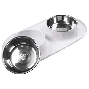 Messy Mutts Silicone Double Feeder Dog Bowl Marble
