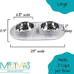 Messy Mutts Silicone Double Feeder Dog Bowl Marble