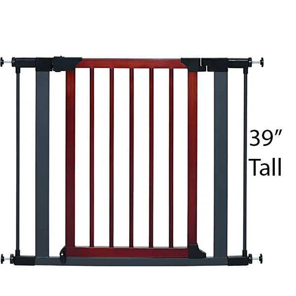 MidWest Steel Pet Gate with Graphite Frame and Wood Door