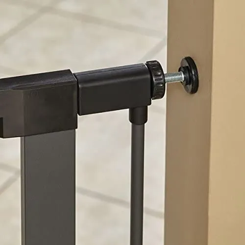 MidWest Steel Pet Gate with Graphite Frame and Wood Door
