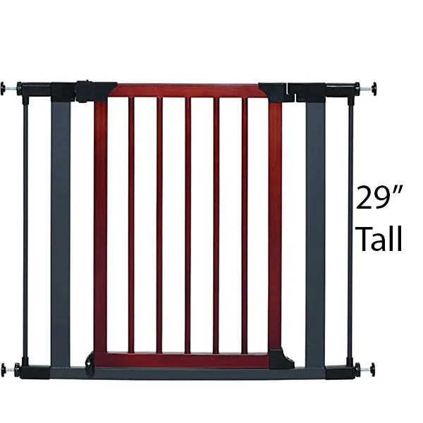 MidWest Steel Pet Gate with Graphite Frame and Wood Door