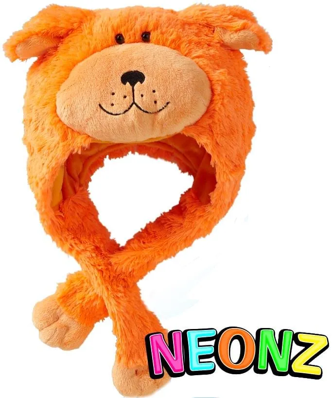 My Pillow Pets Premium Plush Hat Neonz Neon Orange Dog Hat