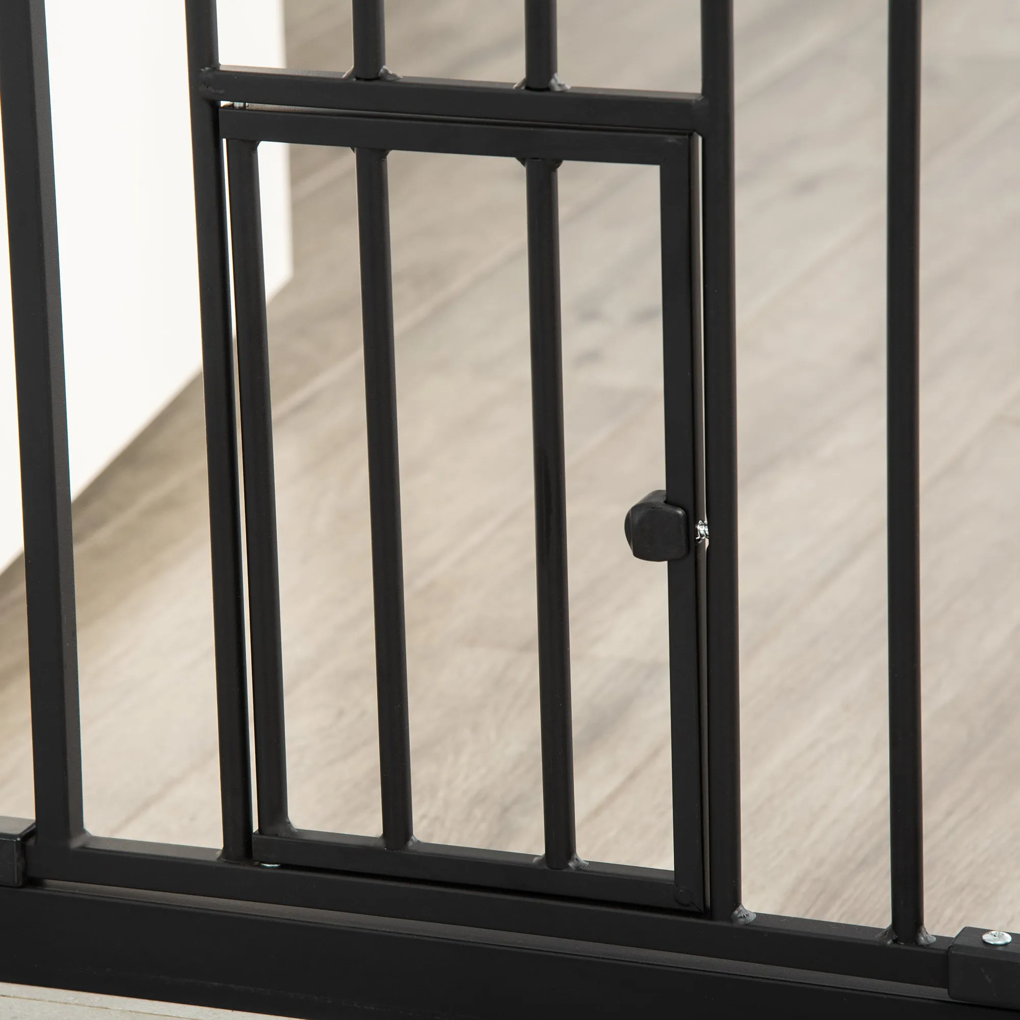 PawHut Extra Tall Dog Gate with Cat Door Auto Close for Stairs 74-80 cm Wide