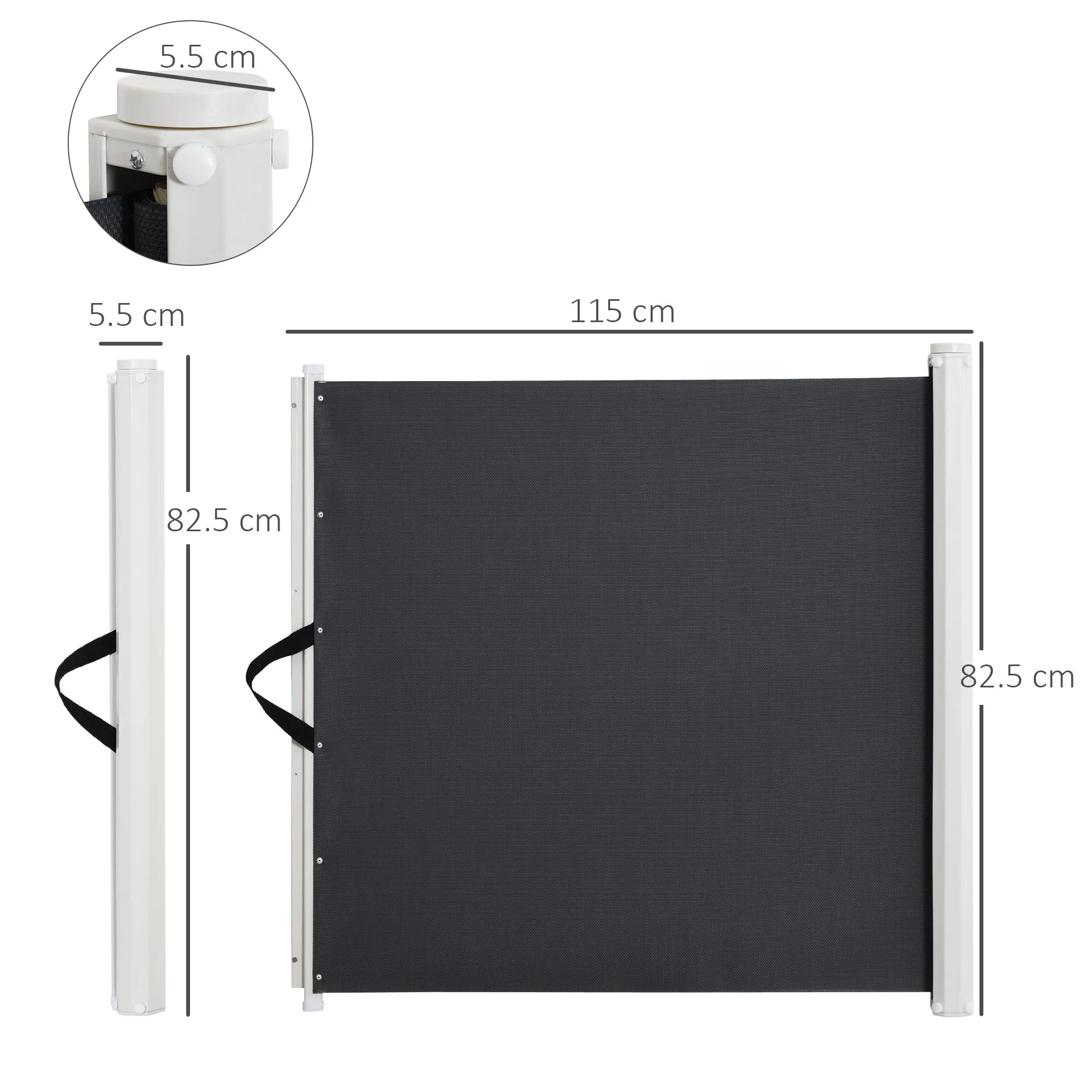 PawHut Retractable Dog Gate Pet Safety Gate for Stair 115L x 82.5H cm - Grey