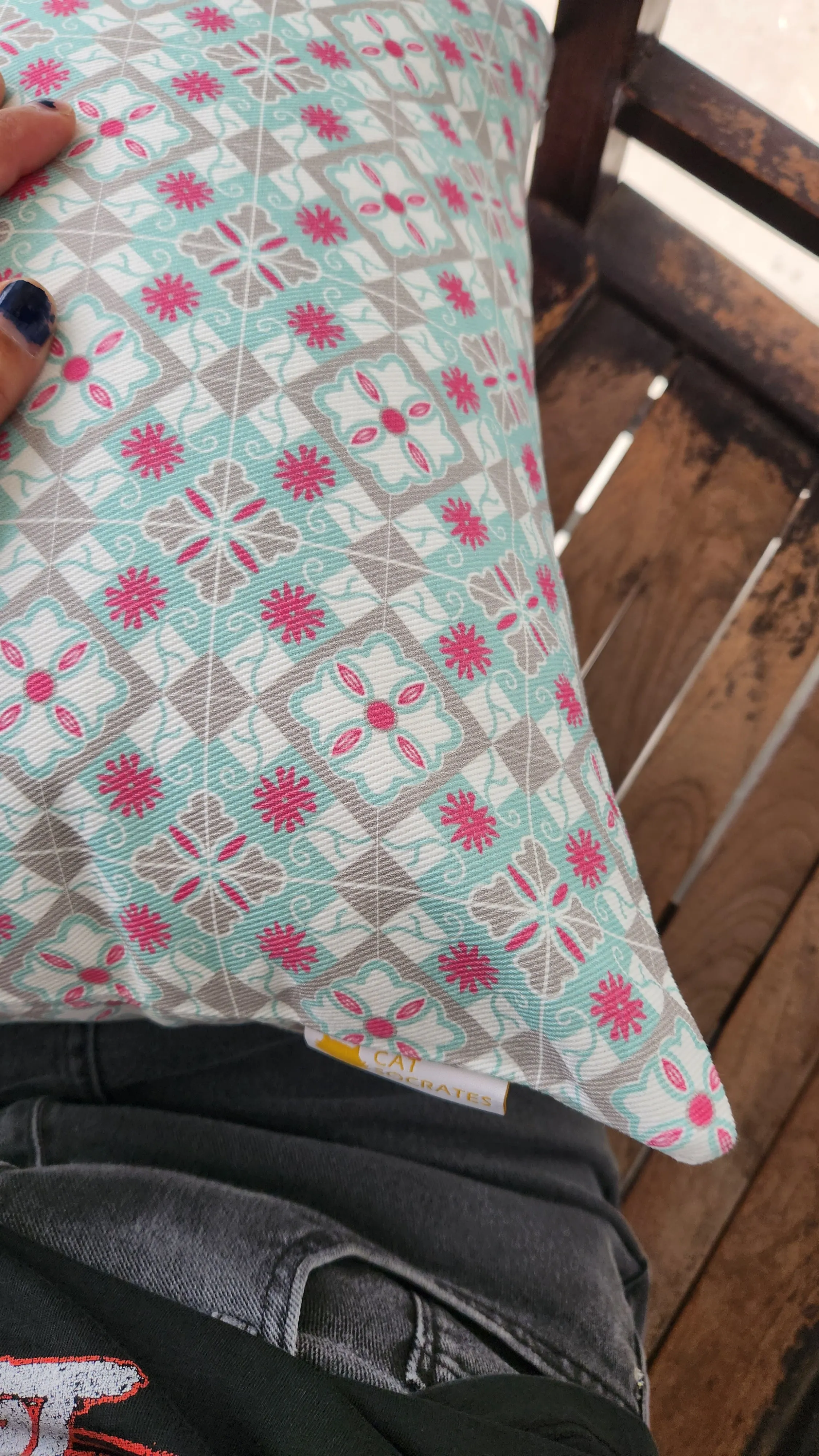 Peranakan Tile Cushion Cover Mint Tile