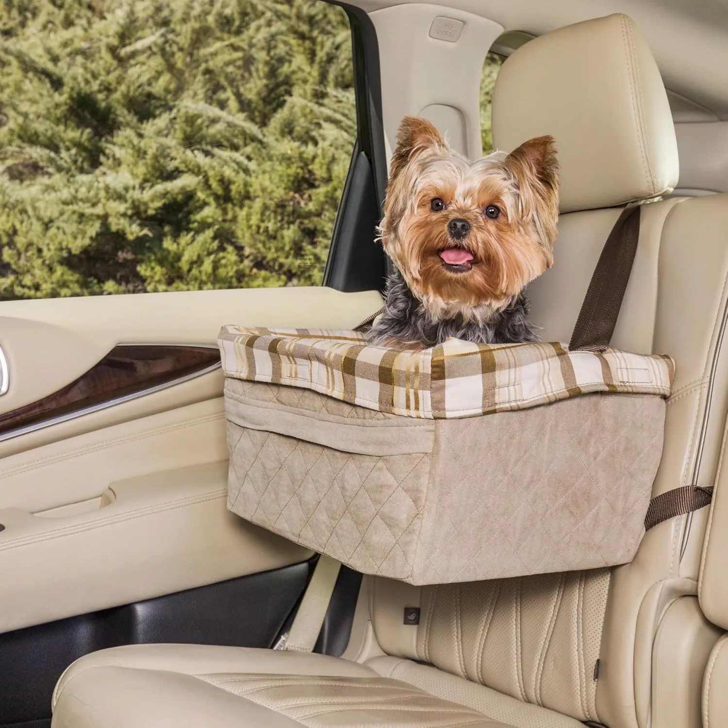 PetSafe Happy Ride Quilted Booster Seat - Dog Booster Seat for Cars, Trucks and SUVs