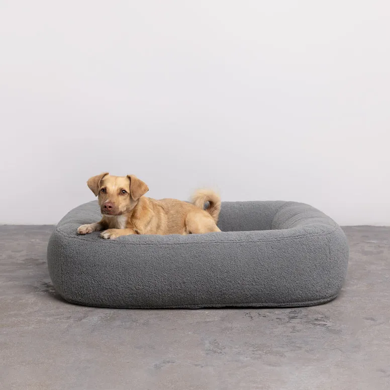 PillowVilla Bouclé Dog Bed PEBBLE