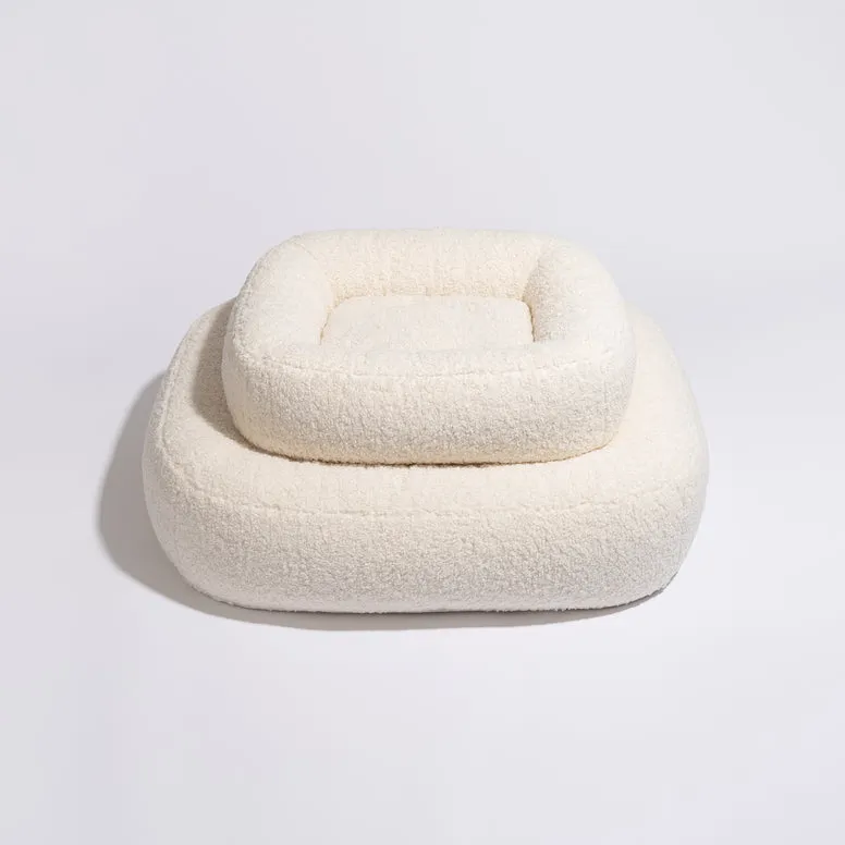 PillowVilla Bouclé Dog Bed PEBBLE