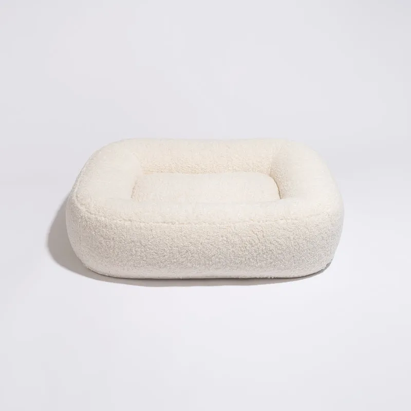 PillowVilla Bouclé Dog Bed PEBBLE