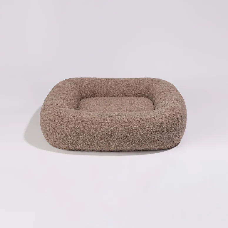 PillowVilla Bouclé Dog Bed PEBBLE