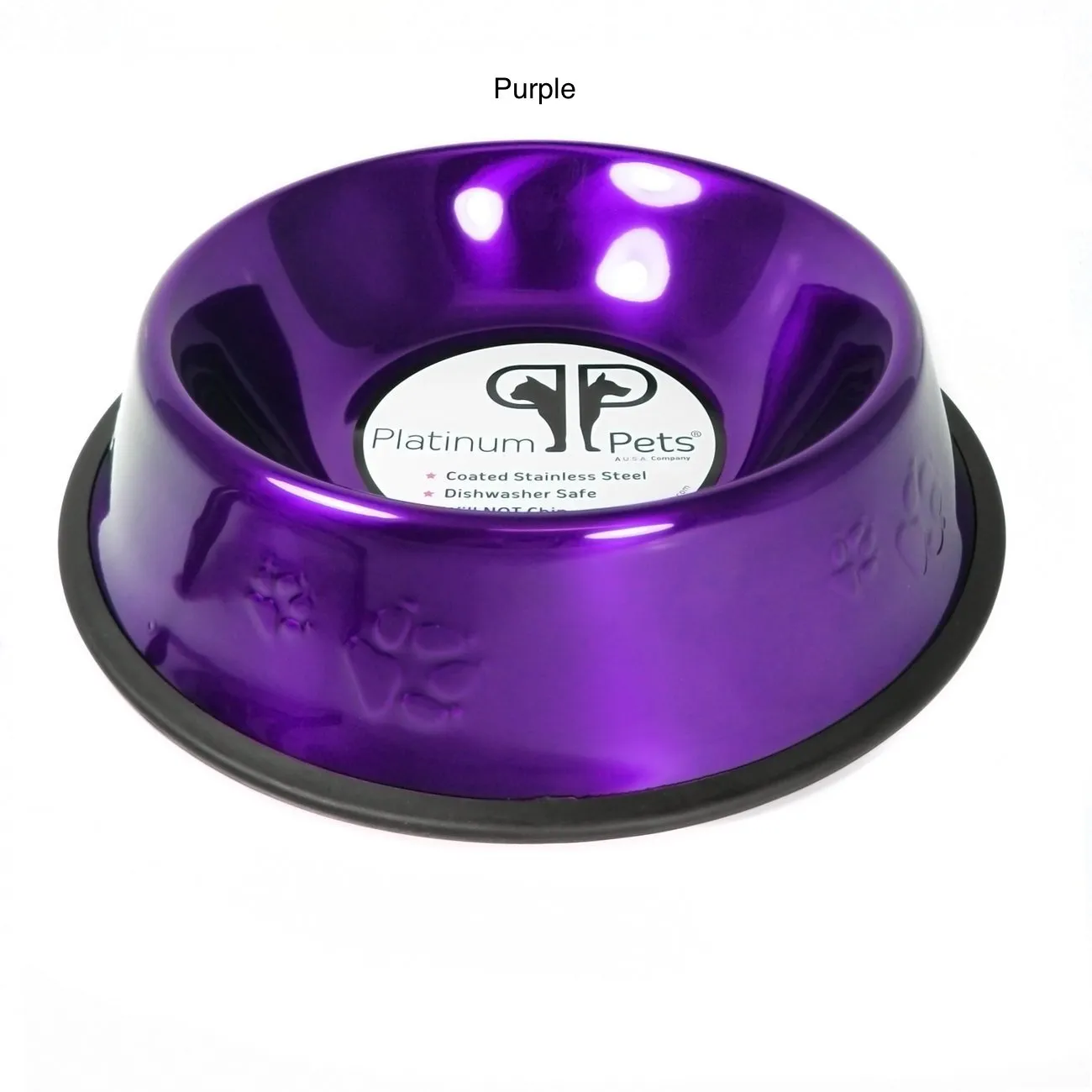 Platinum Pets Stainless Steel Embossed Non-Tip Puppy Bowl
