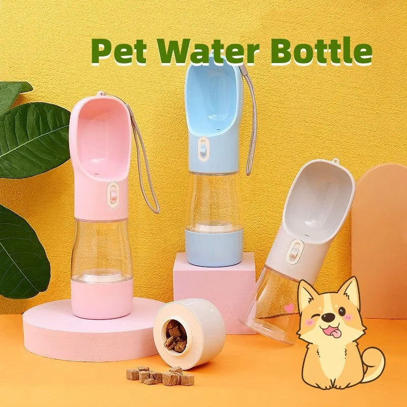 Portable Pet Water Bottle & Feeder Bowl – Travel Water and Food Dispenser for Dogs