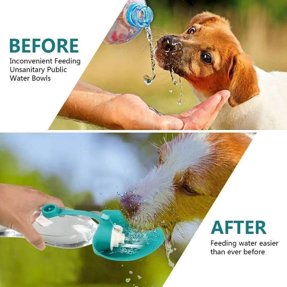 Portable Pet Water Bottle Dispenser Dog Cat Travel Drinking Feeder Tray Bowl US