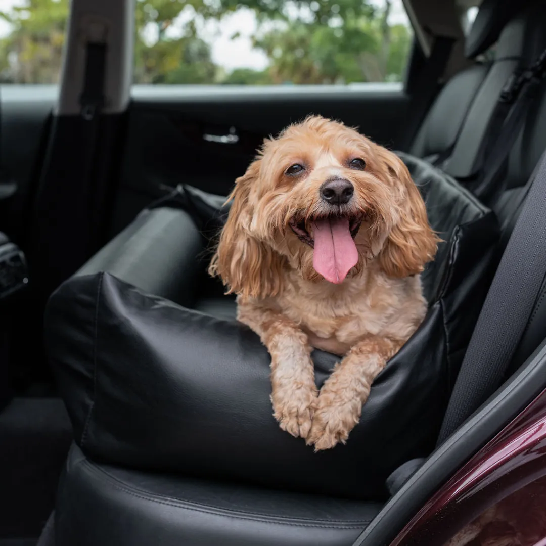 PupProtector™ Faux Leather Memory Foam Dog Car Bed -  Black