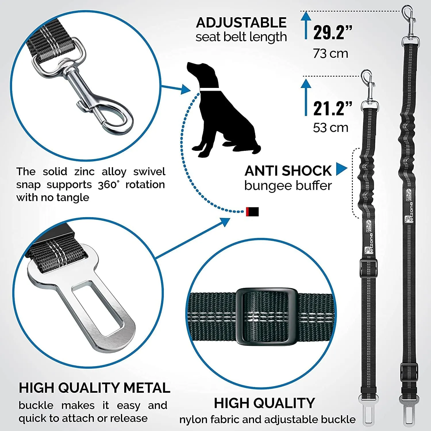 Seat Belt for Dogs with Elastic Bungee Buffer | Car Travel Accessories for Dogs