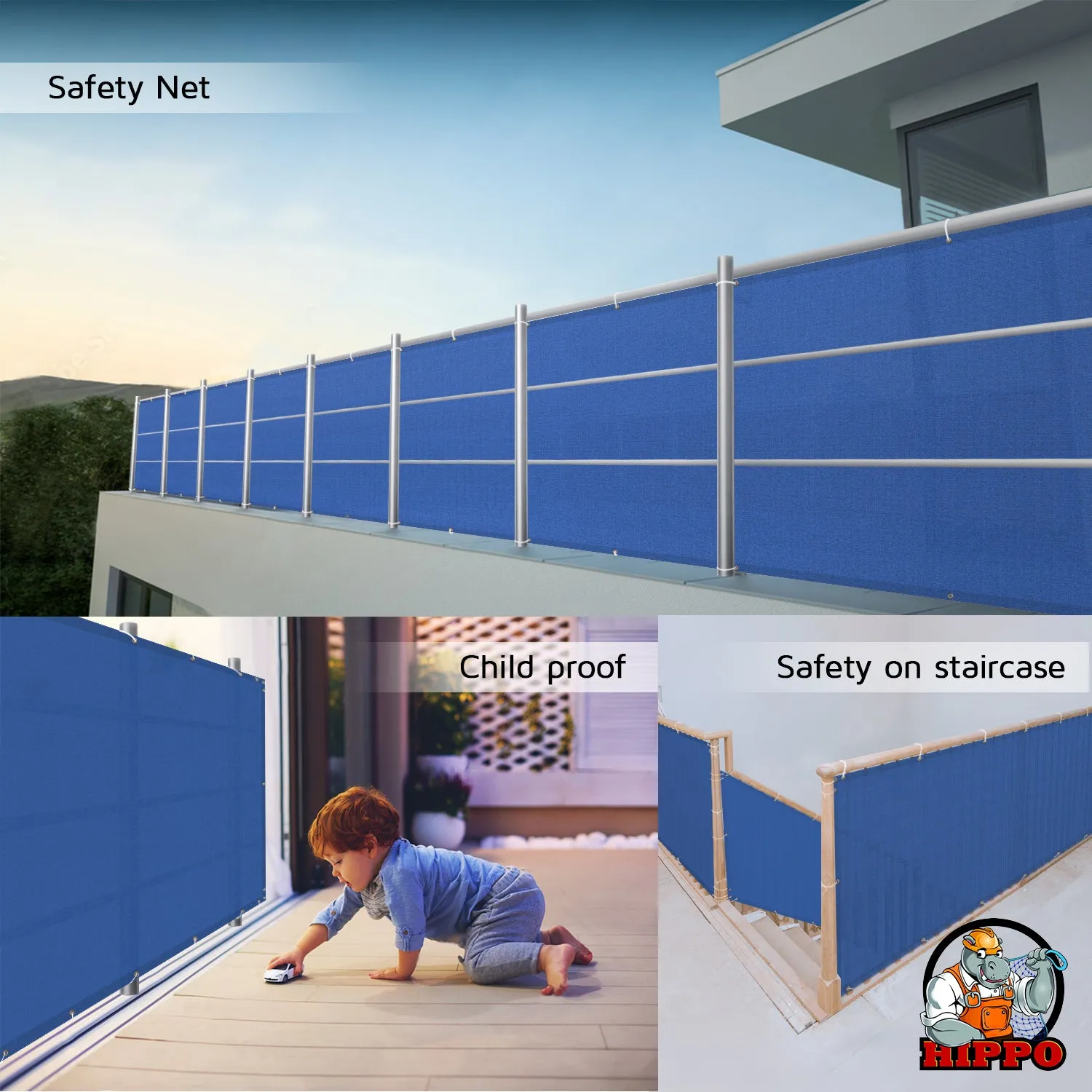 Self Folded Balcony Safety Net - High Vision Block