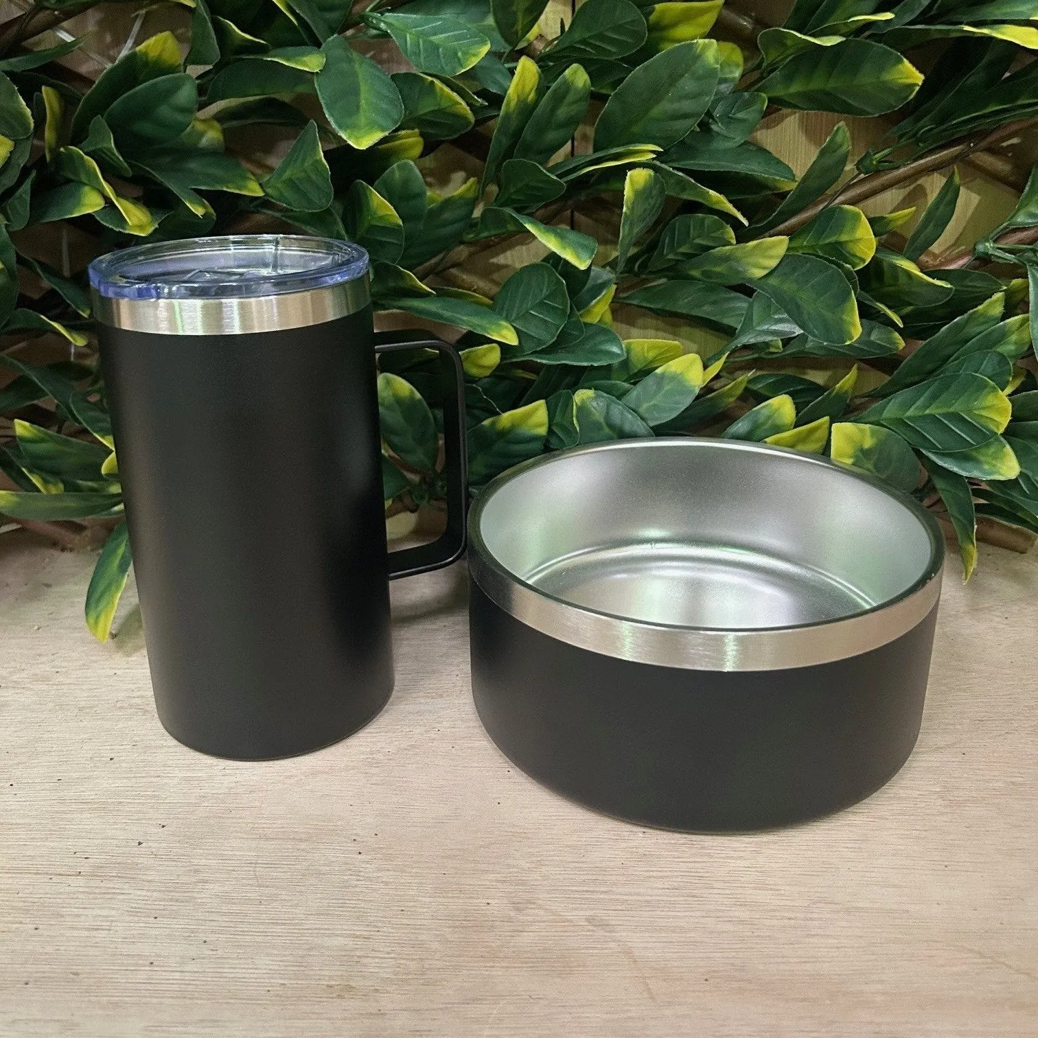 Stainless Steel Non-Slip Dog Bowl and Thermo mug