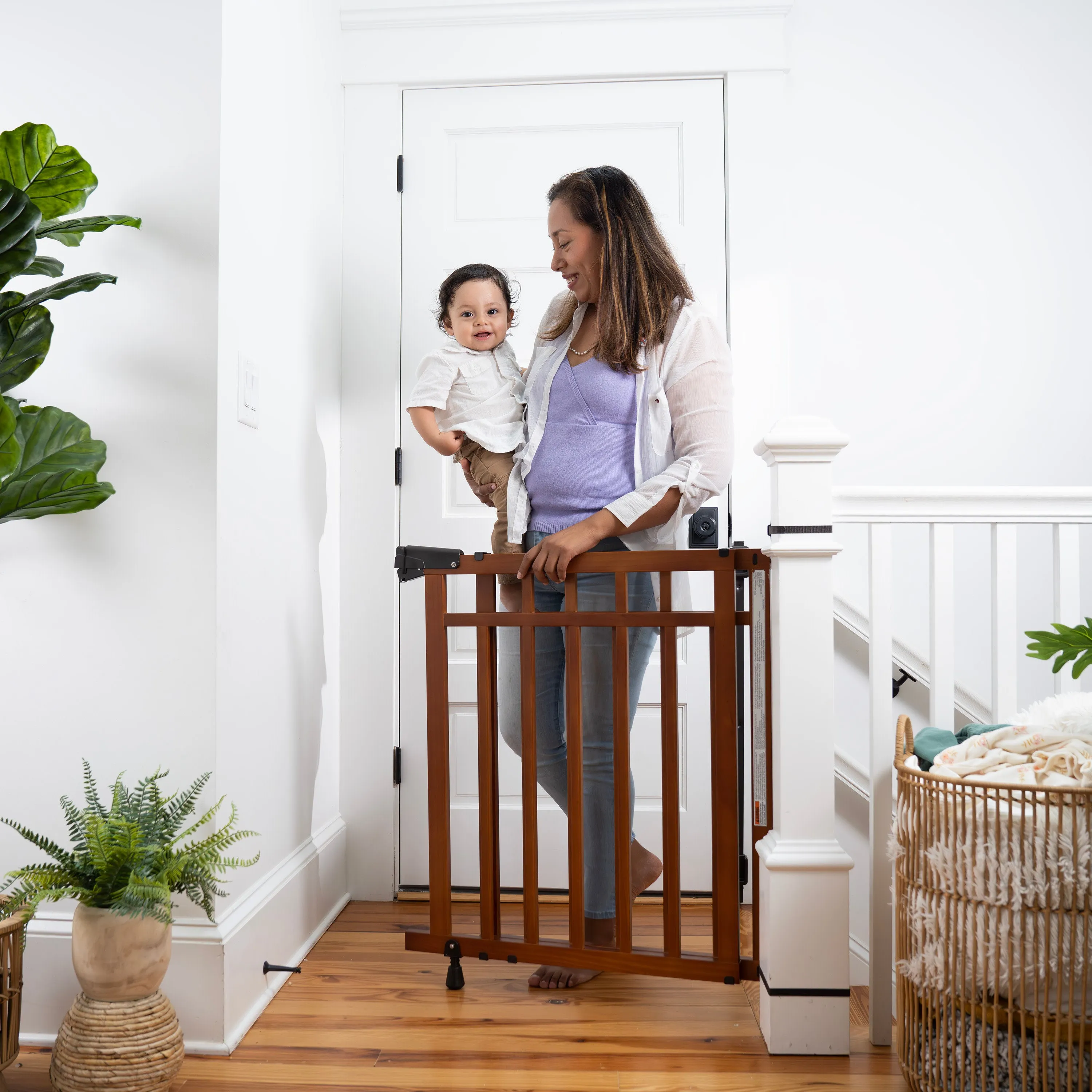 The Stairway  48W Series Pet and Baby Gate with Dual Banister Kit, Openings 32 to 48 Wide, 33" Tall
