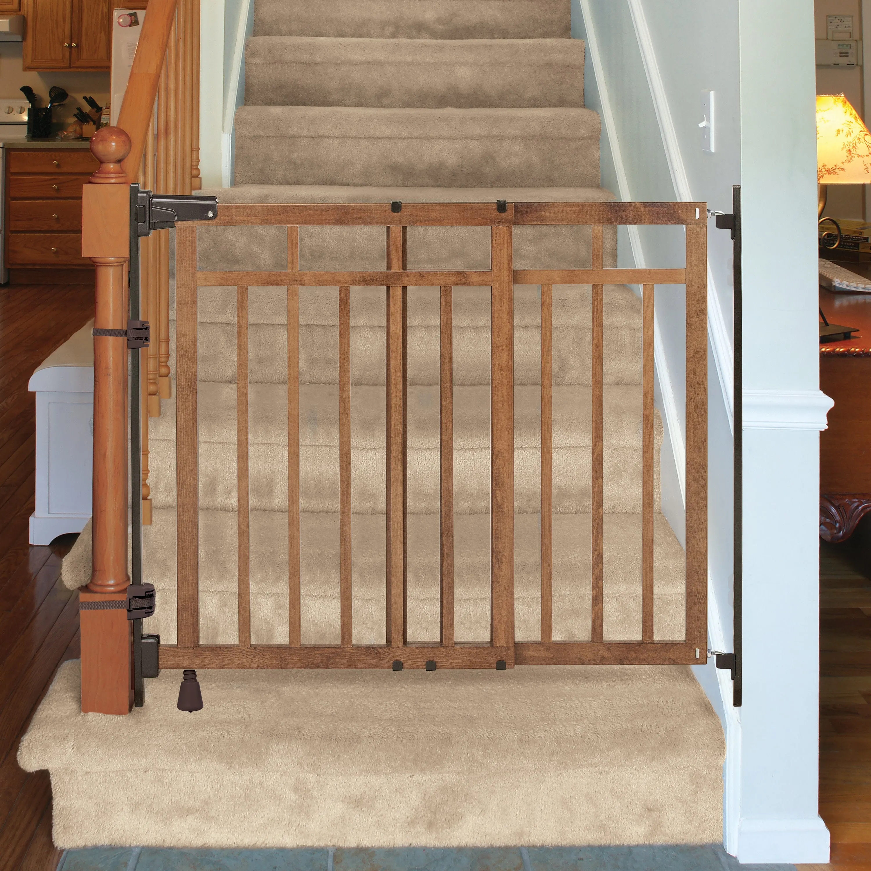 The Stairway  48W Series Pet and Baby Gate with Dual Banister Kit, Openings 32 to 48 Wide, 33" Tall