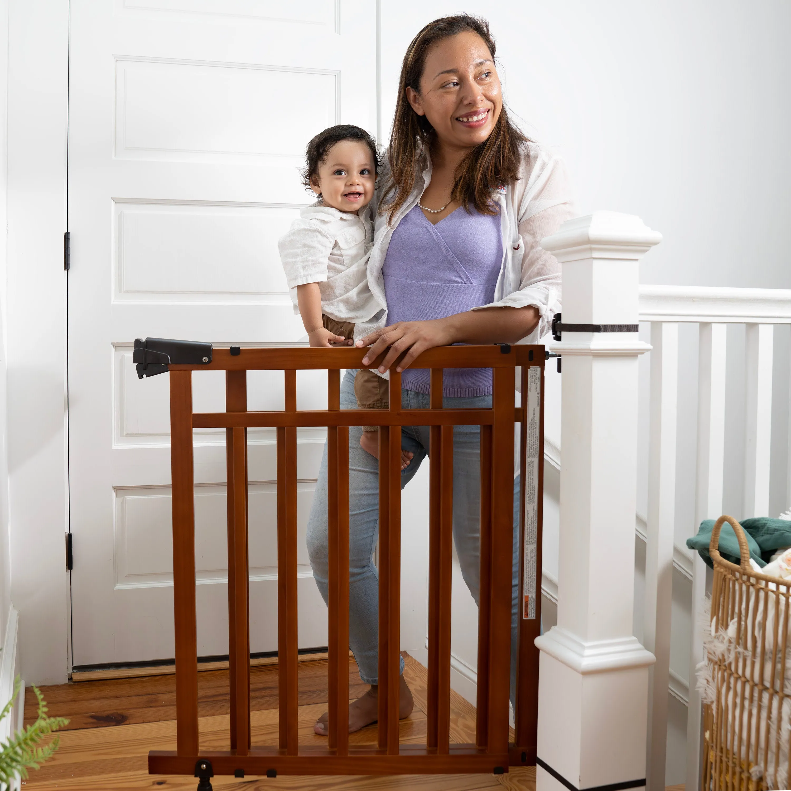The Stairway  48W Series Pet and Baby Gate with Dual Banister Kit, Openings 32 to 48 Wide, 33" Tall