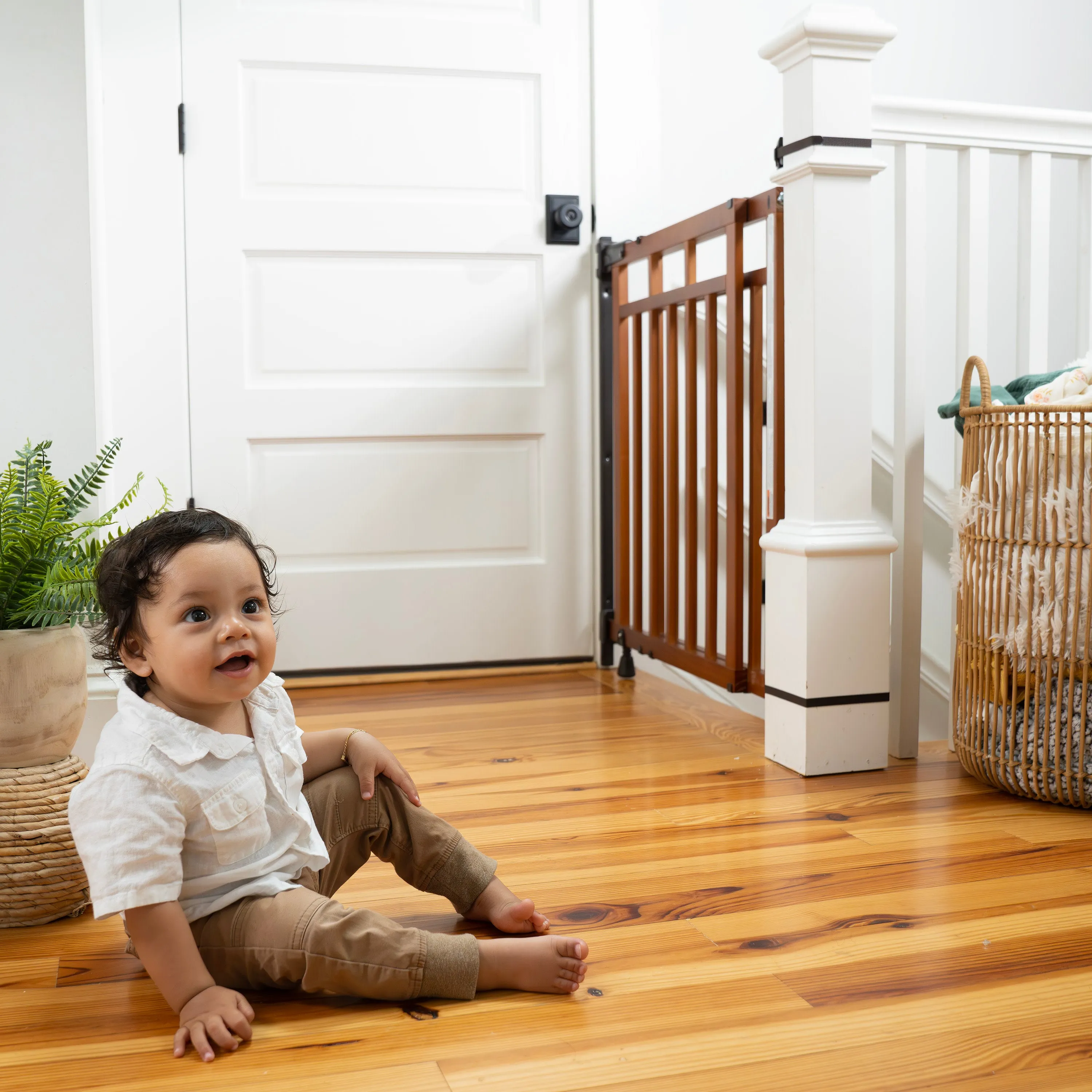 The Stairway  48W Series Pet and Baby Gate with Dual Banister Kit, Openings 32 to 48 Wide, 33" Tall