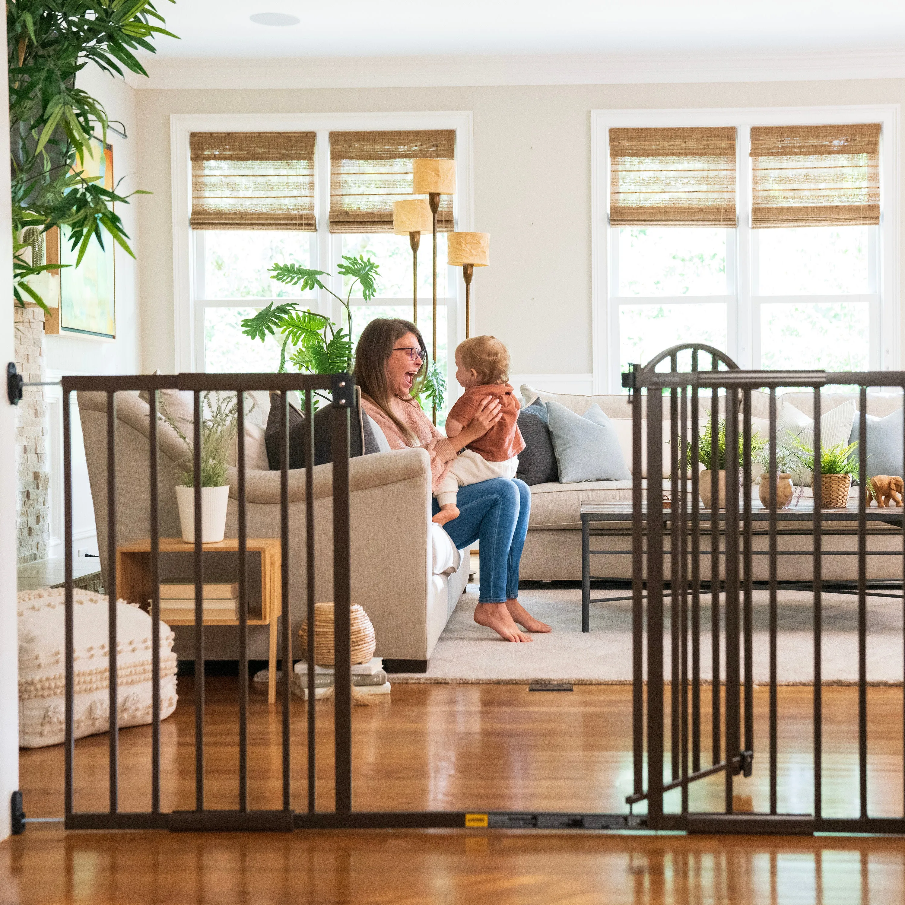 The Thruway 72XW Series Pet and Baby Metal Gate, Openings 44-72 wide, 36" tall - Bronze